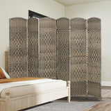 HOMCOM 6 Panel Room Divider, 6' Tall Folding Privacy Screen, Woven Freestanding Wall Partition for Home Office, Bedroom, Dark Rustic Oak HOMCOM