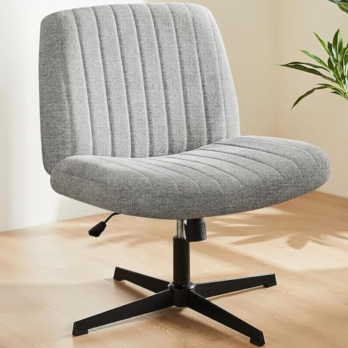 Sweetcrispy Office Chair No Wheels - Armless Desk Chair No Wheels Cross Legged Office Chair Wide Swivel Home Office Desk Chairs - WoodArtSupply