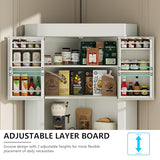 Corner Cabinet with Charging Station,73"Tall Kitchen Pantry Storage Cabinet with Drawer,Freestanding Kitchen Pantry Cabinets with Doors and Shelves,Farmhouse Food Hutch for Dining Room,Kitchens(White) Gyfimoie