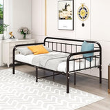 HOMERECOMMEND Metal Daybed Frame Twin Metal Slats Platform Base Box Spring Replacement Bed Sofa for Living Room Guest Room (Twin, Dark Copper) HOMERECOMMEND