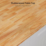 Ahomly White Kitchen Island with Drop Leaf, Spacious Storage, 5 Wheels, and Towel Bar Ahomly