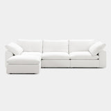 Vorthio Cloud Couch Sectional 110.2'' Oversized Modular Deep Seat Sofa L Shaped Comfy White Cloud Couch with Washable Cover for Living Room 3 Seater with 1 Ottoman Vorthio