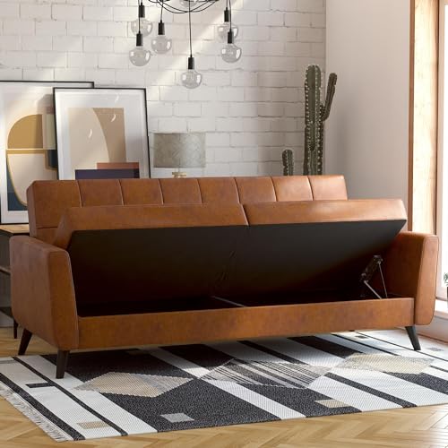 DHP Parker Futon with Storage, Camel Faux Leather