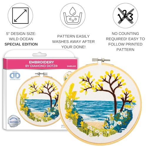DIAMOND DOTZ Kits - Embroidery Wild Ocean: Dive into Creativity with This Embroidery Kit, Perfect Embroidery Kit for Beginners and Embroidery Kits for Adults
