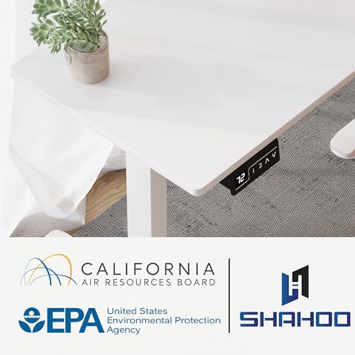 Shahoo L-Shaped Electric Standing Desk, 63 x 55 Inches Height Adjustable Coner Table, Home Office Computer Workstation, White, 63 x 55 Inch Shahoo