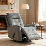 GNMLP2020 Swivel Rocker Recliner Chair, Rocking Chair, Small Swivel Recliner for Small Spaces, Living Room, RV(Dark Grey)