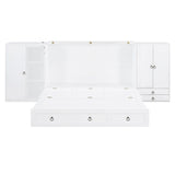 Queen Size Murphy Wall Bed, Solid Pine, USB Charging Station, Bookshelves, Storage Wardrobes - White Harper & Bright Designs