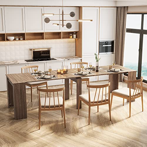 HOMBIX Extendable Console to Dining Table for 12, Transformer Dining Table, Folding Space Saving Dining Room Table Multipurpose Use, Grey HOMBIX