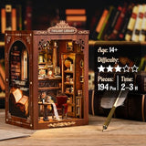 KERNOWO Book Nook Kit, DIY 3D Wooden Puzzles for Adults, Teens and Beginners, Miniature Tiny House Kit for Bookshelf Decor, Bookish Gift for Family, Friends, Book Lovers (Library)