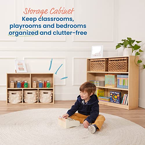 ECR4Kids Streamline 5-Compartment Storage Cabinet, 24in, Classroom Furniture, Natural - WoodArtSupply