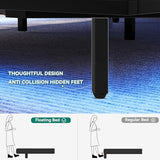 YITAHOME King Floating Bed Frame, Upholstered Platform Bed with RGB LED Lights, Headboard Storage, and Charging Station, No Box Spring Needed,Dark Gray YITAHOME