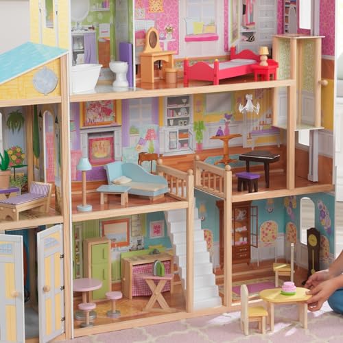 KidKraft Majestic Mansion Wooden Dollhouse with 34-Piece Accessories, Working Elevator and Garage, Gift for Ages 3+ KidKraft