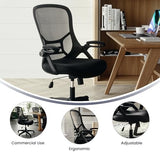 Flash Furniture Porter High Back Black Mesh Ergonomic Swivel Office Chair with Black Frame and Flip-up Arms Flash Furniture