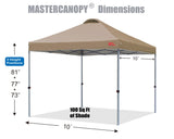 MASTERCANOPY Durable Pop-up Canopy Tent with Roller Bag (10x10, Khaki) MASTERCANOPY