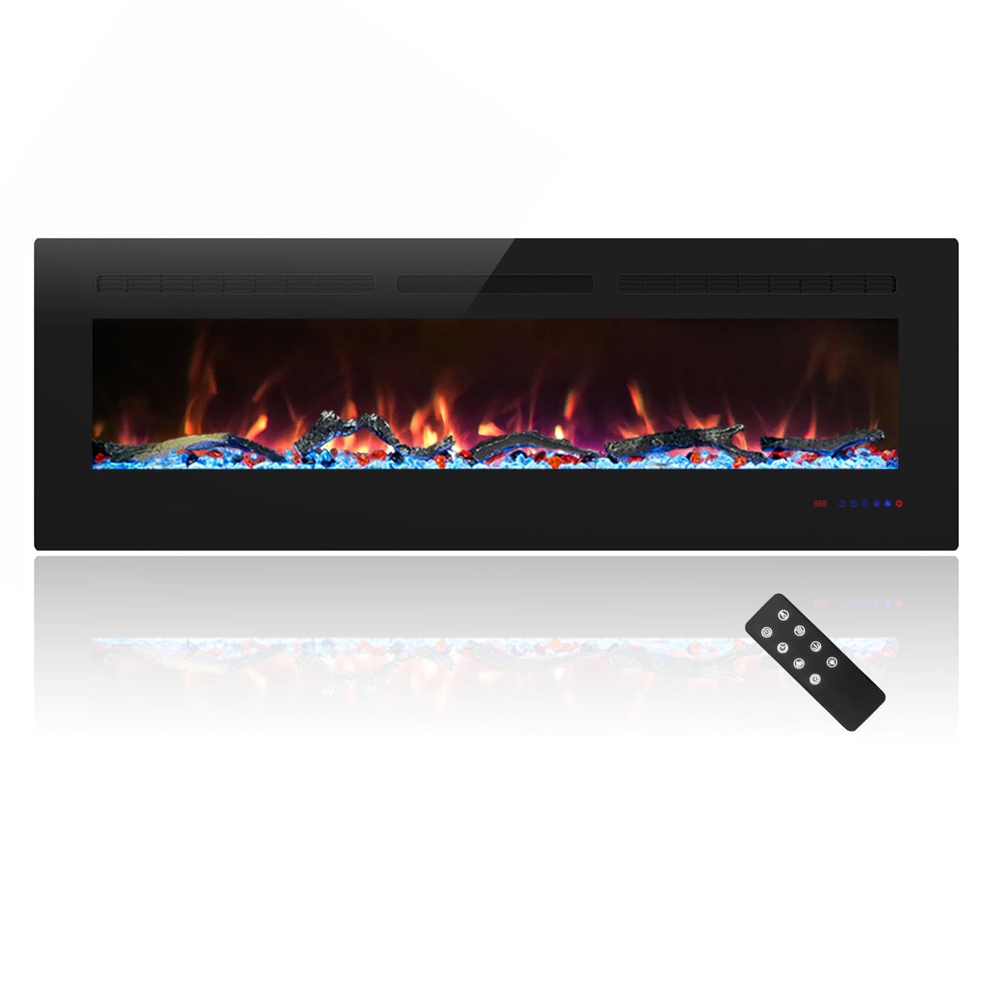 Cheerway 60 inch Electric Fireplace Heater, Wall Mounted & Recessed Electric Fireplace Insert, Ultra-Thin Linear Fireplace w/Thermostat, 13×13 Flame Color, Remote & Touch Control w/Timer, 750W/1500W