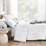 Andency Twin Comforter Set, White Gingham Plaid Grid Checkered Twin Bed Comforter Set for Dorm Boys Girls Teens Kids, 2 Pieces Lightweight Reversible Preppy Bedding Sets(66x90 Inch) Andency