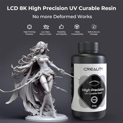 Creality 8K Resin for Halot-Mage, 1kg(2.2lbs) 3D Printer Resin High Precision for 8K/10K/12K LCD 3D Printing 405nm UV-Curing Resin, Low Shrinkage, Showcase Models & Works (Orange)