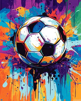 Soccer Ball Paint by Numbers for Adults Beginners Graffiti Background Painting by Number on Canvas Without Frame, DIY Sports Decor on Canvas with Brushes Acrylic Paint (16x20inch) LAENAKR