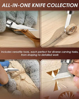 Wood Carving Kit Whittling Kit: Deluxe Wood Carving Tools Set with Leather Case Wood Carving Knife Widdle Kit - Woodworking Gift Kit with Basswood Blocks Hobby for Adults Kids Beginners Bluvizo