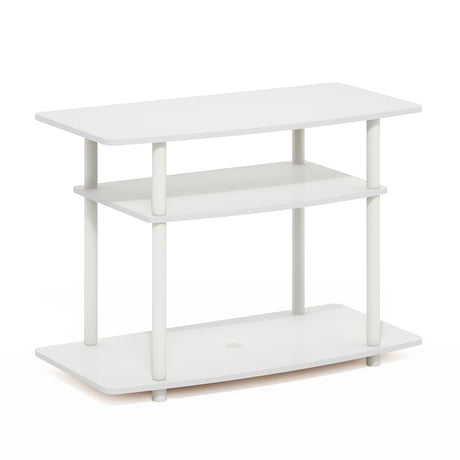 Furinno Turn-N-Tube No Tools 3-Tier TV Stands, White/White Furinno