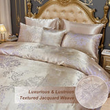 Jacquard Full Comforter Set with Sheet Set Gold Bedding Set 8 Pcs Embroidery Neoclassical Floral Pattern Bed Home Decor Soft Down Comforter Luxury Hotel Silky Bed in a Bag with 1 Cushion Cover Bedding_Dreamer