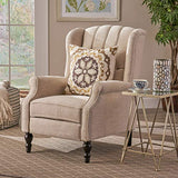 CHRISTOPHER KNIGHT HOME GDF Studio Elizabeth Tufted Fabric Recliner, Vintage Reclining Reading Armchair, Light Beige GDFStudio