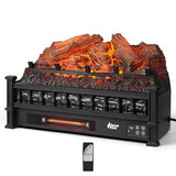 TURBRO Eternal Flame Infrared Electric Fireplace Logs, 23" Infrared Quartz, Remote Control Fireplace Insert Log Heater, Realistic Lemonwood Ember Bed, Thermostat, Timer, 1500W Black TURBRO
