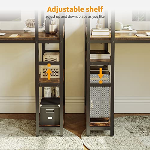 CubiCubi Computer Desk 47 inch with Storage Shelves Study Writing Table for Home Office,Modern Simple Style, Rustic Brown CubiCubi