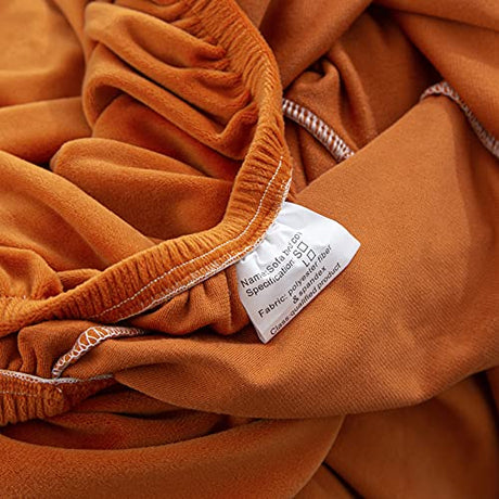 Armless Sofa Bed Cover Futon Slipcover Velvet Stretch Spandex Folding Sofa Couch Non-Armrest Furniture Protector (Velvet Orange) MIFXIN