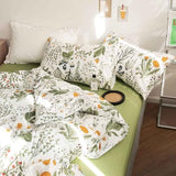 ETDIFFE Green Floral Queen Size Comforter Set, 3pc Flower Printed Soft Bedding Set, All Season Lightweight Botanical Pattern Bed Comforter, White ETDIFFE