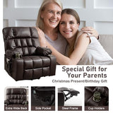 RHHVVR Oversized Power Recliner Chair for Big and Tall 400 LBS, 25.5" Extra Wide Electric Lift Chair with Heat and Massage, Dual Motor 180° Lay Flat Recliner Living Room Sofa, PU Leather Big Recliner
