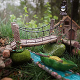 Treasure Gurus Rope Wooden Bridge Outdoor Fairy Garden Ornament Miniature Dollhouse Decor Accessory WoodArtSupply
