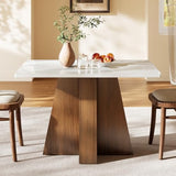 LITTLE TREE 47-Inch Kitchen Dining Table for 4-6,White Rectangular Dining Table with Walnut Wood Base, Modern Wooden Eating Table for Kitchen, Dining Room, Small Space, Home Office LITTLE TREE