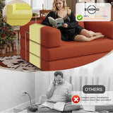 BSHOMGI Folding Sofa Bed, 4 in 1 Convertible Sofas to Lounger Comfy Single Bean Bag Chair Floor Portable Foldable Sleeper Lazy Futon Couch Chair for Bedroom, Living Room (Orange, 53.15" Double Sofa) BSHOMGI
