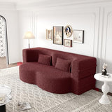 78" Oversized Convertible Folding Sleeper Sofa Bed, Fold Out Floor Lounge Sofa Couch with Curved Design, Cloud Teddy Fleece Upholstered Foldable Mattress Couch Cozy Sofabed for Living Room Eafurn