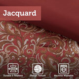 Madison Park Essentials Brystol 24 Piece Room in a Bag Faux Silk Comforter Jacquard Paisley Design Matching Curtains Down Alternative Hypoallergenic All Season Bedding-Set, King (104 in x 92 in), Red Madison Park
