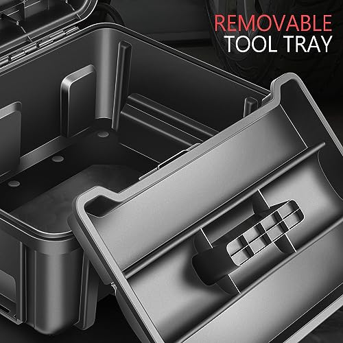‎DNA MOTORING 2pcs Tool Boxes Set - Lockable Organizer Storage Portable Toolbox with Removable Tray for Workshop Garage & Household, Large Capacity, TOOLS-00310 DNA MOTORING