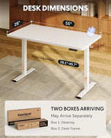 FLEXISPOT EN1 One-Piece Standing Desk with 1-Inch Thick Seamless Desktop, 55"x28" Electric Height Adjustable Desk for Home Office, Multi-Monitor Setups & Easy Assembly, White FLEXISPOT