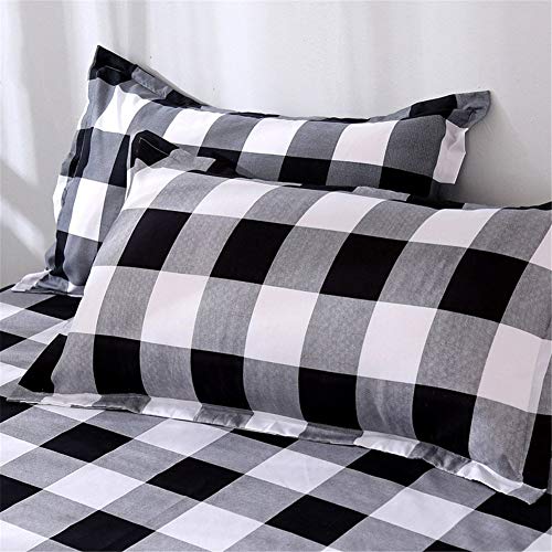 Farmhouse Buffalo Checked Bedding Set Black Gray White Plaid Comforter Cover King,Soft Lightweight Grid Bed Set 1 Lattice Duvet Cover, 2 Pillow Shams Modern Geometric Decor Grey,Zipper,Adult Erosebridal