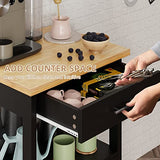 Shintenchi Kitchen Island Cart with Storage,Rolling Kitchen Island Side Table on Wheels with Worktop,Single Door Storage Cabinet and Drawer for Kitchen,Dinning Room, Black Shintenchi