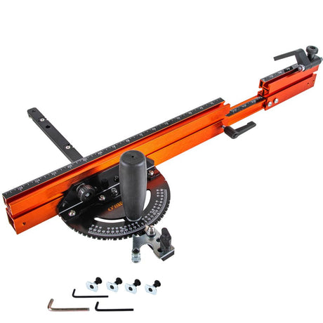 O’SKOOL Miter Gauge Extension Fence System with Standard Slot and Stop Holes,Telescoping Fence and Flip Stop O'SKOOL