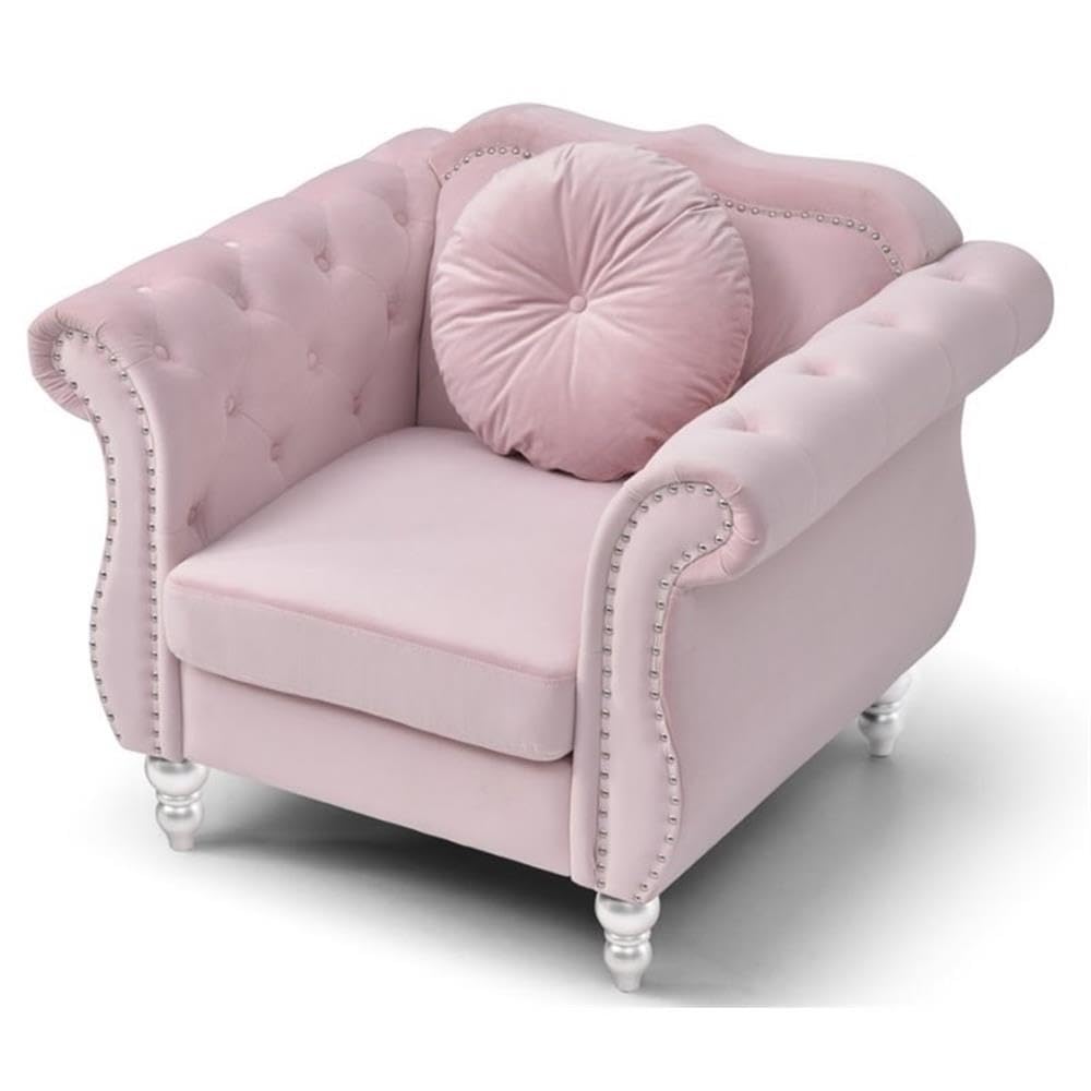 Home Square 2-Piece Furniture Set with Sofa and Chair in Pink Home Square