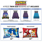 Franco Kids Bedding Super Soft Comforter and Sheet Set, 4 Piece Twin Size, Sonic The Hedgehog, Anime Franco