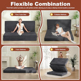 6-Inch Tri-Fold Foldable Mattress, Folding Sofa Bed with Removable Washable Cover, Portable Futon Mattress Full Size Floor Guest Mat with Non-Slip Bottom & Carry Handles for Camping (Grey, Queen) AOLVDOW