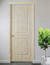 FlavorThings 36inch x 79inch Natural Wood and Bamboo Beaded Curtain Room Divider -Plain Design-Bamboo and Wooden Doorway Beads-Boho Bohemian Curtain 38 Strands (Nature) FlavorThings