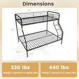 Giantex Metal Bunk Beds Twin Over Full Size, Heavy Duty Bunk Bed for Teens Adults with Ladder & Guardrails, Space Saving Metal Bunk Bed for Dorm, Bedroom, Apartment, No Box Spring Needed (Black) Giantex