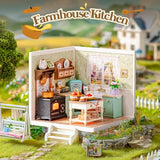 ROBOTIME Super Creator Kits, DIY Mini House Toy Building Set, Plastic Miniature House 126 PCS with Led, Building Set Kits for Creative Play Unique Hobby Gift Idea Birthday (Farmhouse Kitchen)
