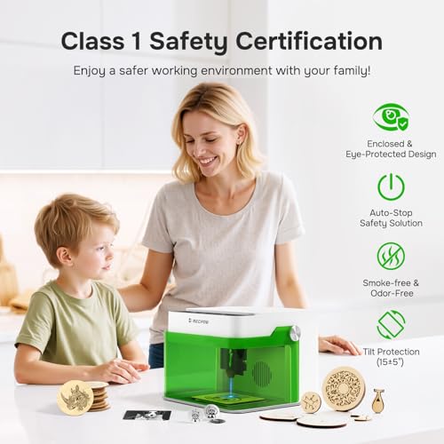Mecpow M1 Mini Laser Engraver, 5W Laser Cutter Portable Desktop Laser Engraving, 100x100mm Engraving Area, 10000 mm/min Engraving Speed,Accuracy up to 0.01 mm, Eye Protection Design Mecpow
