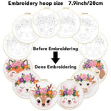 ORIGACH 6 Pack Animals & Floral Crown Embroidery Kits for Beginners, DIY Starter Hand Embroidery Kit with Floral and Dog Rabbit Fox Patterns and Instructions for Adults Women Crafting
