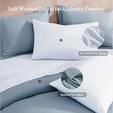 Monbix Queen Comforter Set - 7 Pieces Dusty Blue Prewashed Bed in a Bag Queen Bedding Sets with Comforters, All Seasons Ultra Soft Comforter Bed Set with Sheets,Pillowcases & Shams Monbix